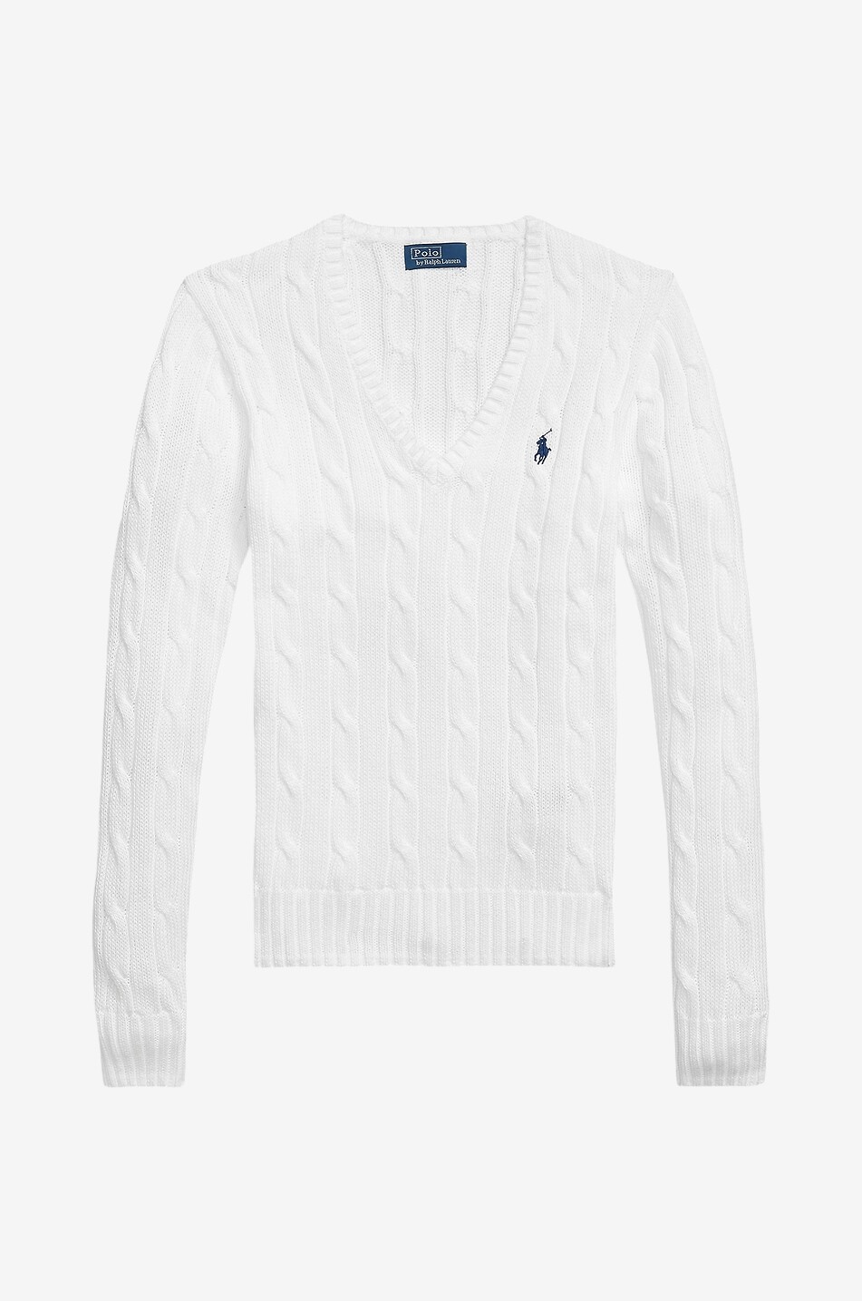 Pony cotton cable-knit V-neck jumper