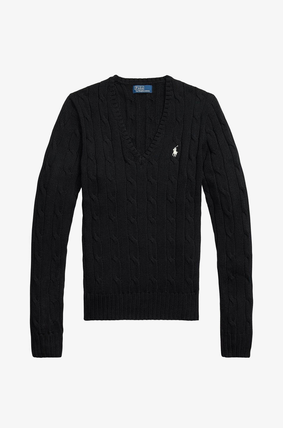 POLO RALPH LAUREN Pony cotton cable-knit V-neck jumper Women BLACK 1