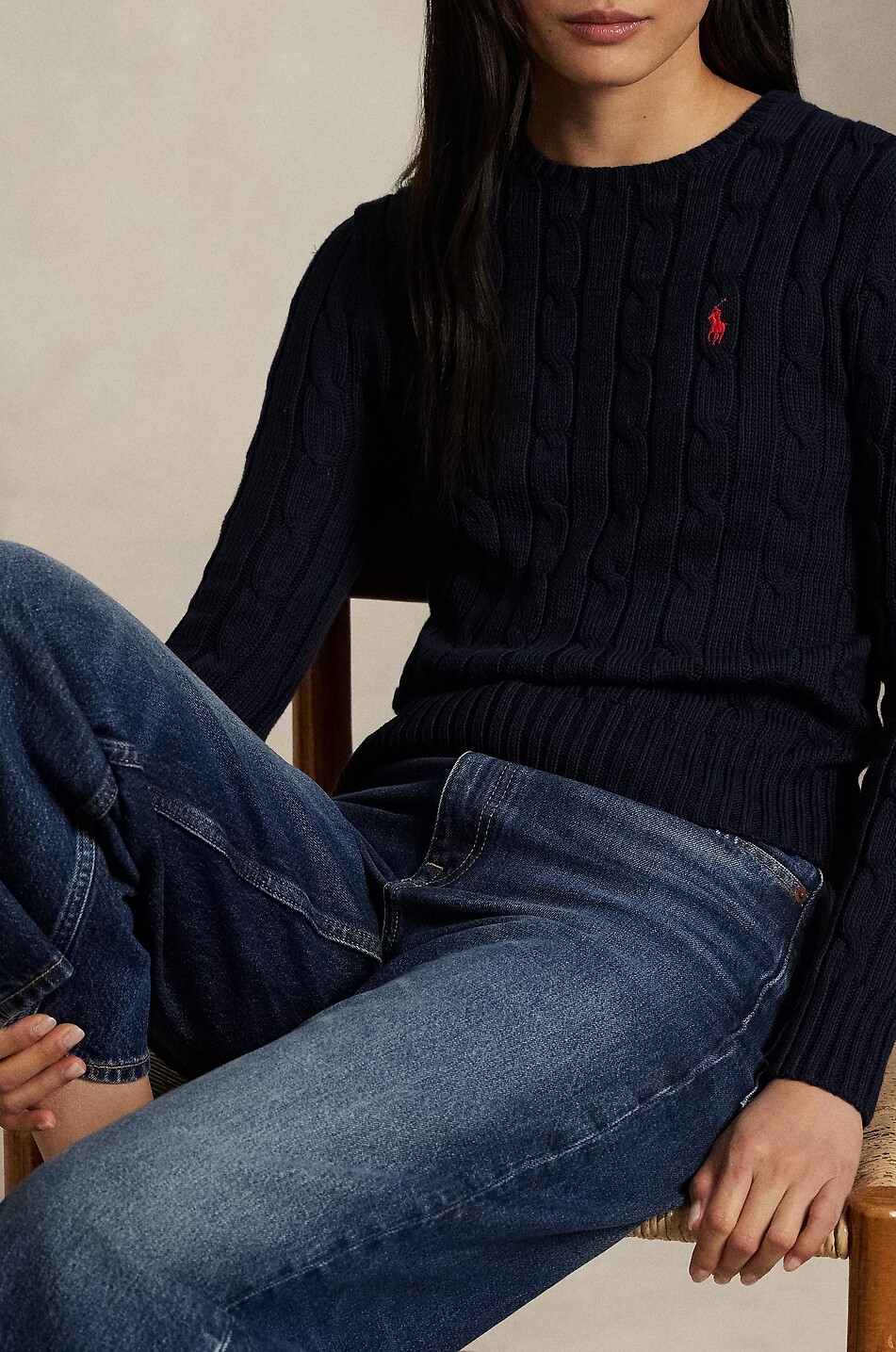 POLO RALPH LAUREN Rippstrick-Pullover mit Rundhalsausschnitt Damen DUNKELBLAU 4