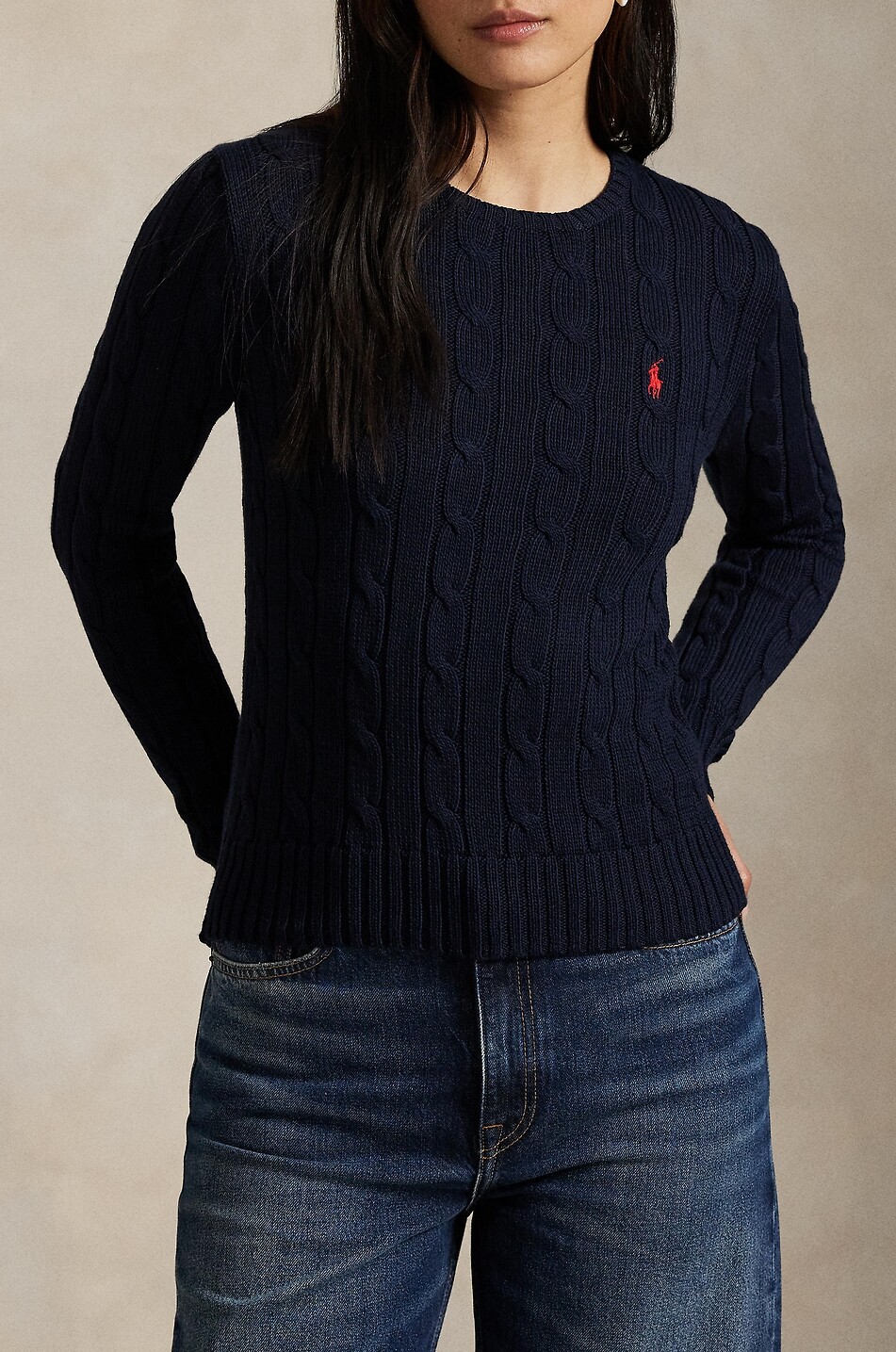 POLO RALPH LAUREN Rippstrick-Pullover mit Rundhalsausschnitt Damen DUNKELBLAU 5