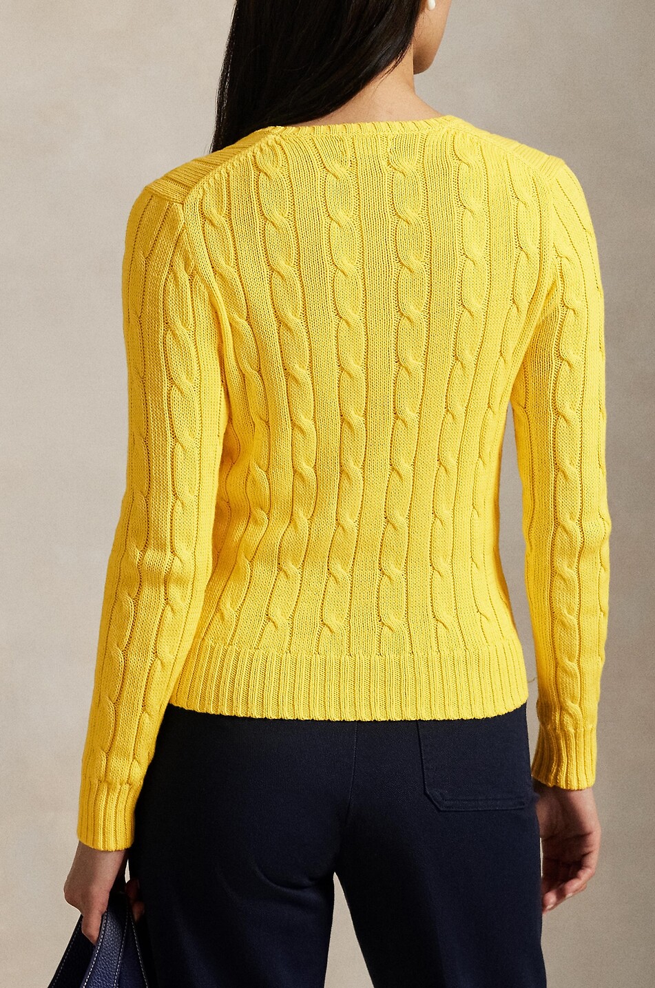 POLO RALPH LAUREN Pony V-neck cable-knit cotton jumper Women YELLOW 3