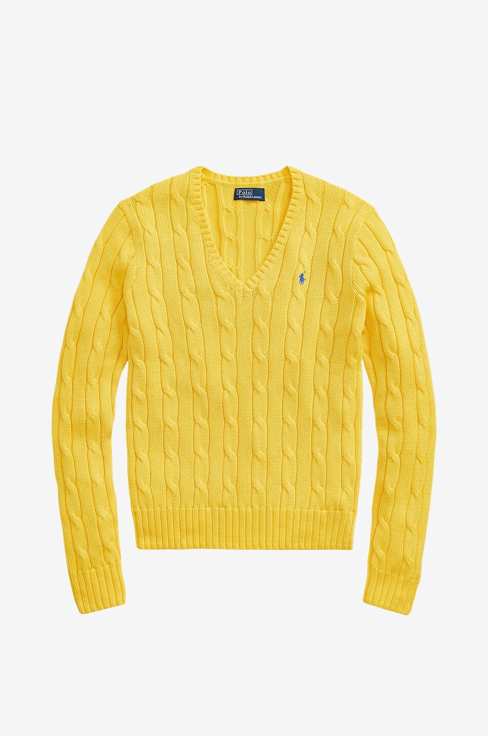 Pony V-neck cable-knit cotton jumper