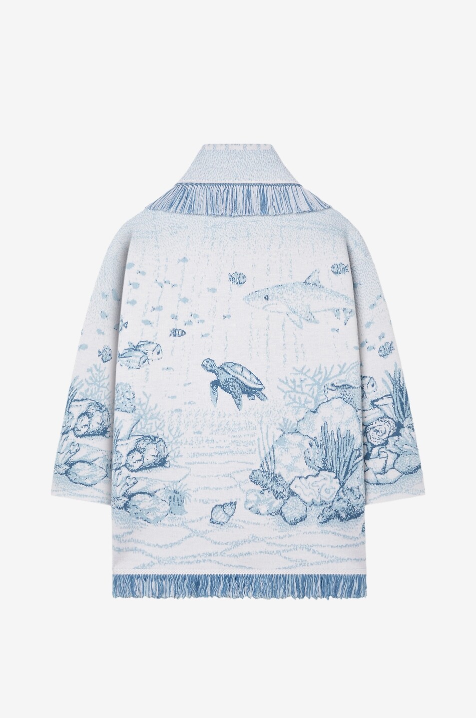 ALANUI Deep In The Ocean fringed wool jacquard cardigan Women LIGHT BLUE 2