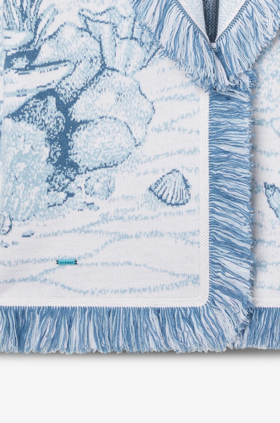 ALANUI Deep In The Ocean fringed wool jacquard cardigan Women LIGHT BLUE 4