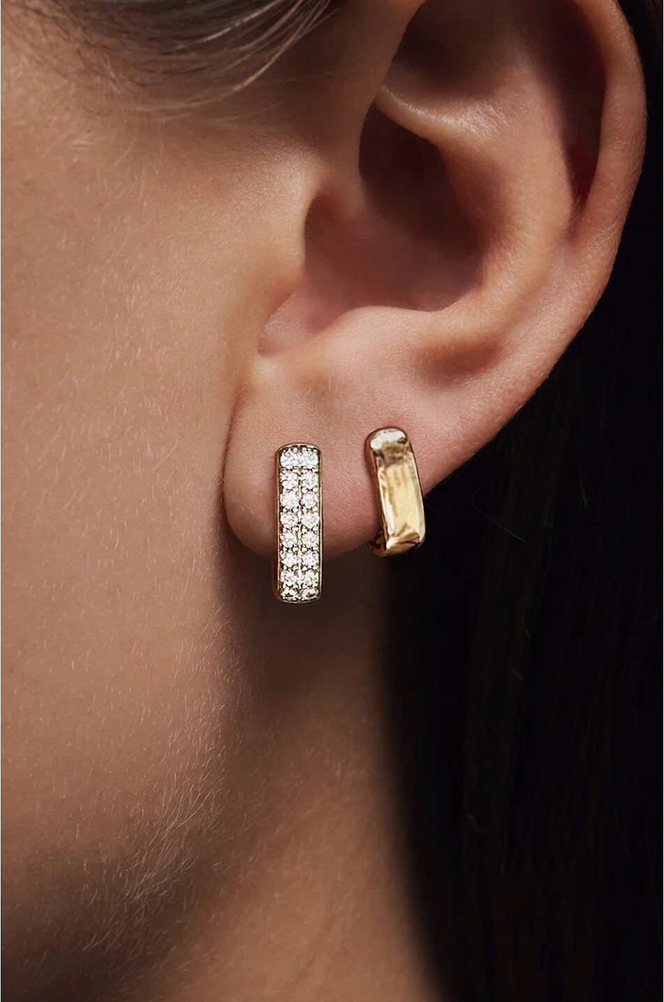 LOEV Créoles en or rose et diamants Allday Diamond Huggies 4mm Femme ROSE 2