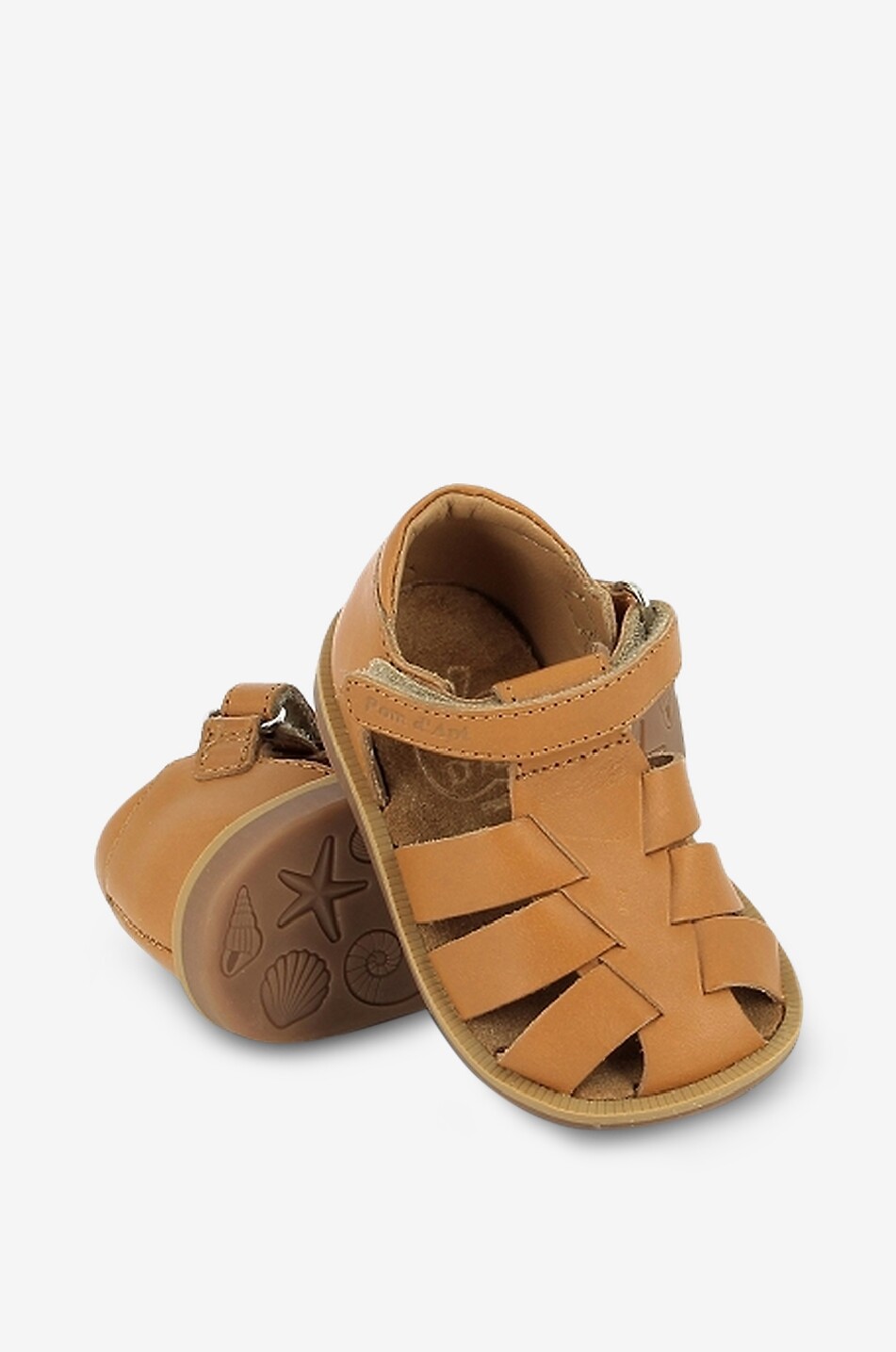POM D'API Glattledersandalen für Babys Poppy Air Pur Dad Baby KAMELFARBEN 3