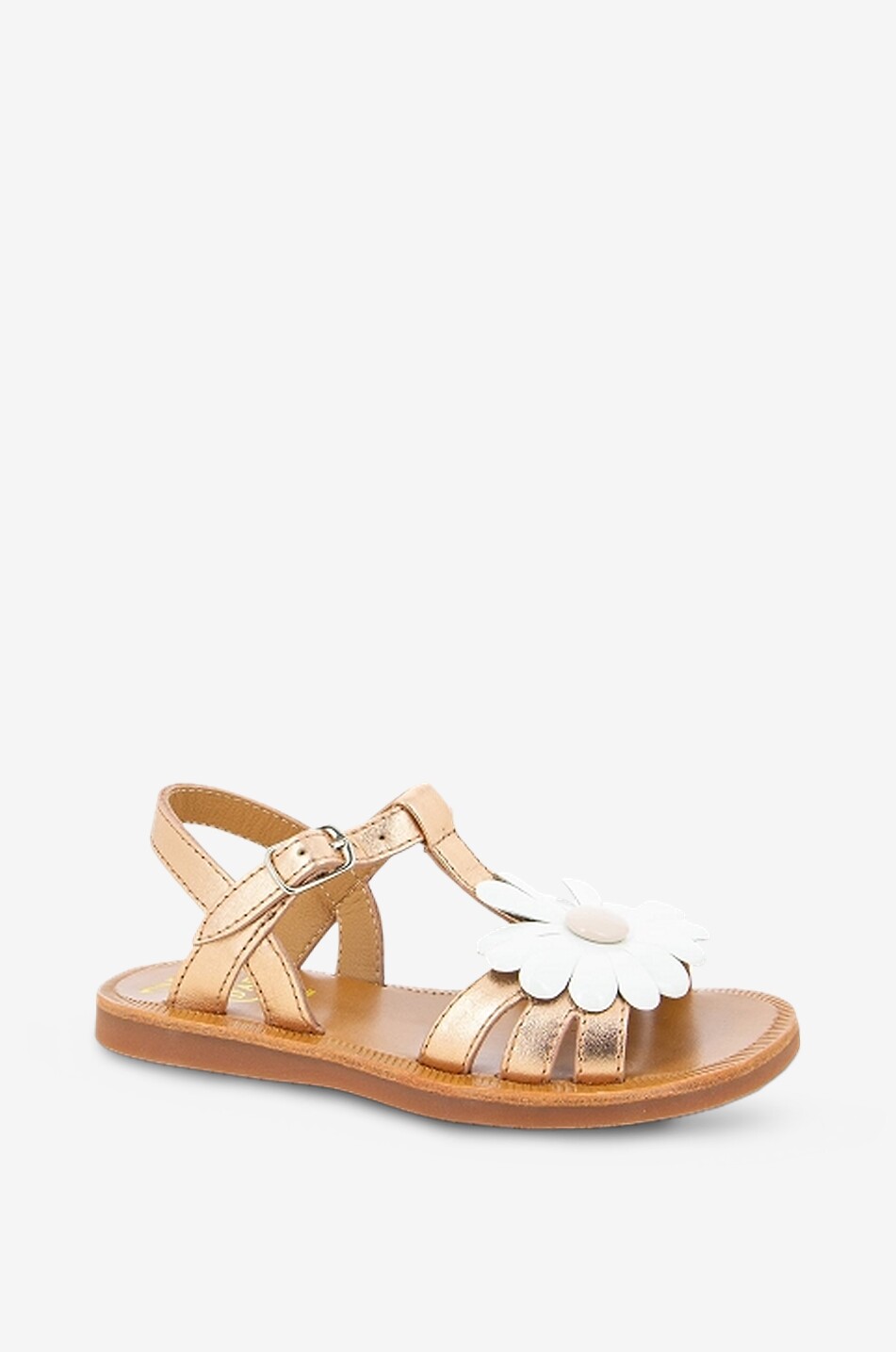 Plagette Big Flo girls' metallic leather flat sandals