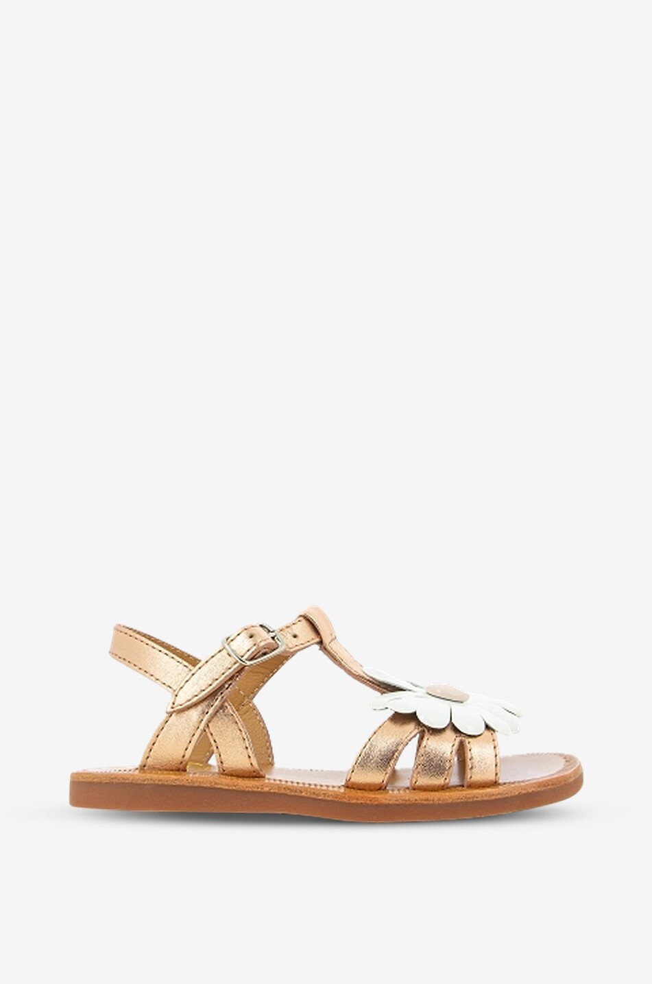 POM D'API Plagette Big Flo girls' metallic leather flat sandals Girl COPPER 2