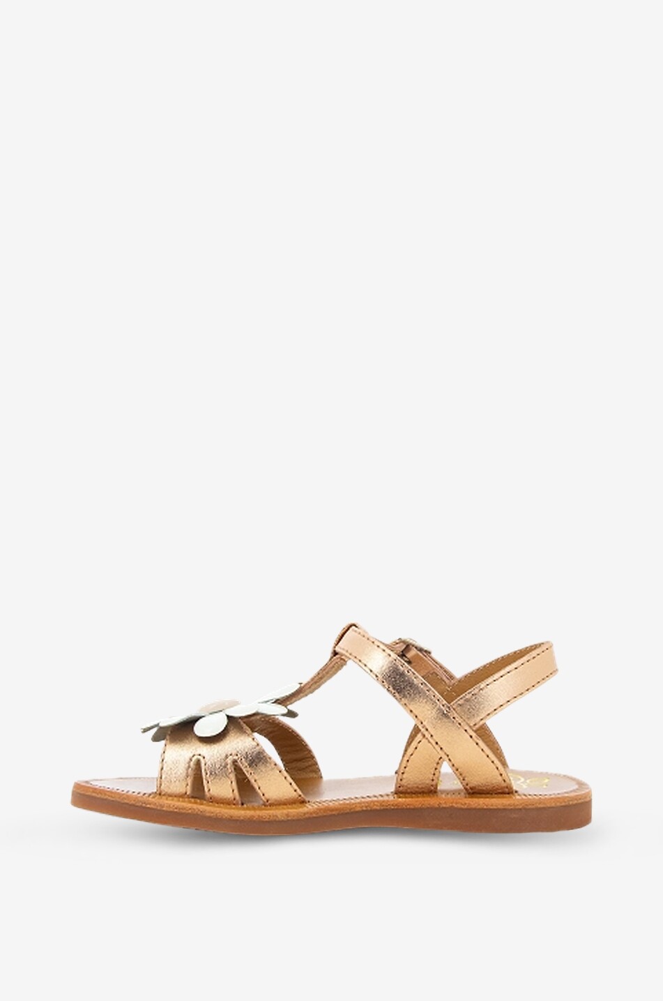 POM D'API Plagette Big Flo girls' metallic leather flat sandals Girl COPPER 3
