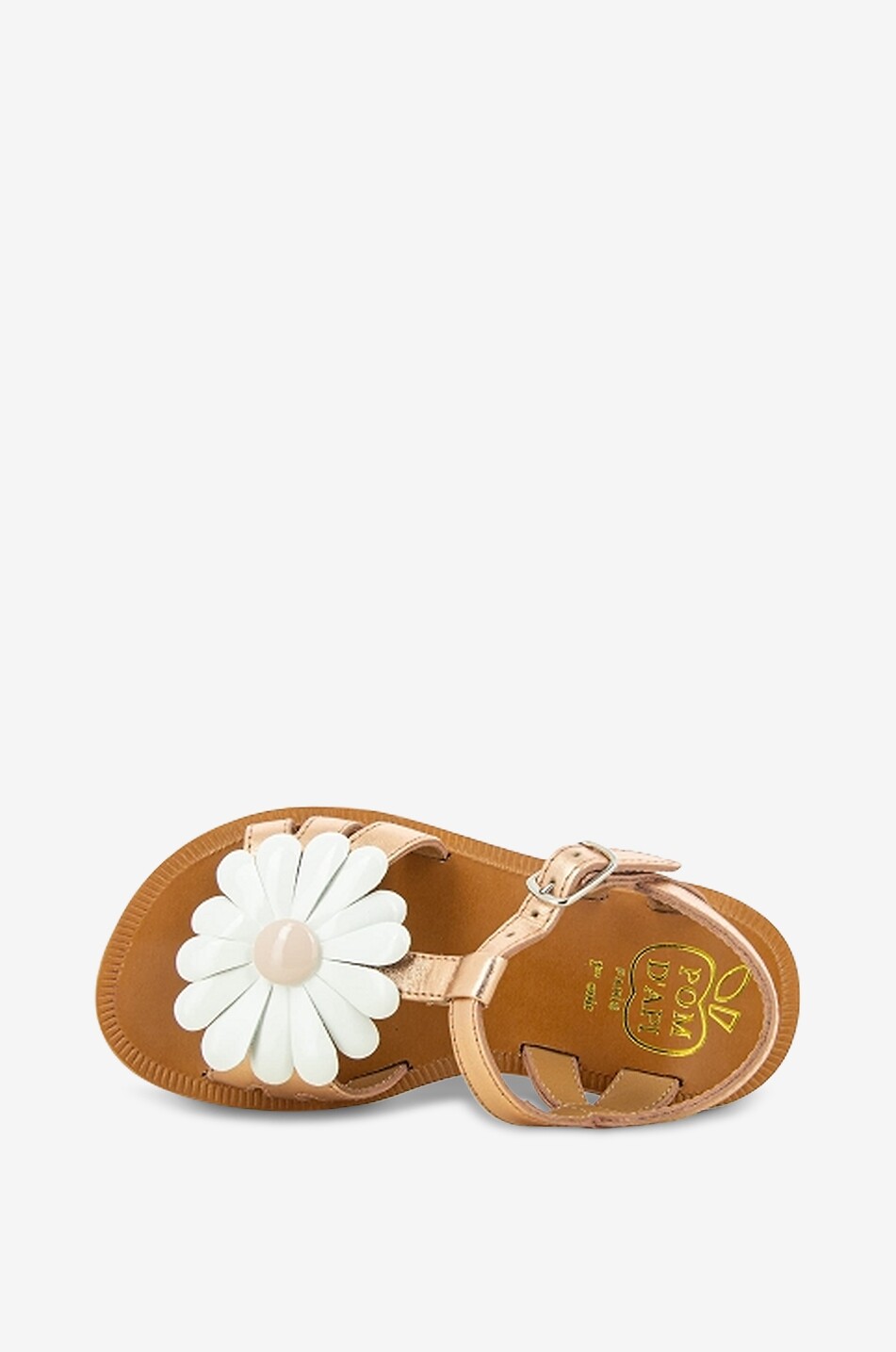 POM D'API Plagette Big Flo girls' metallic leather flat sandals Girl COPPER 4