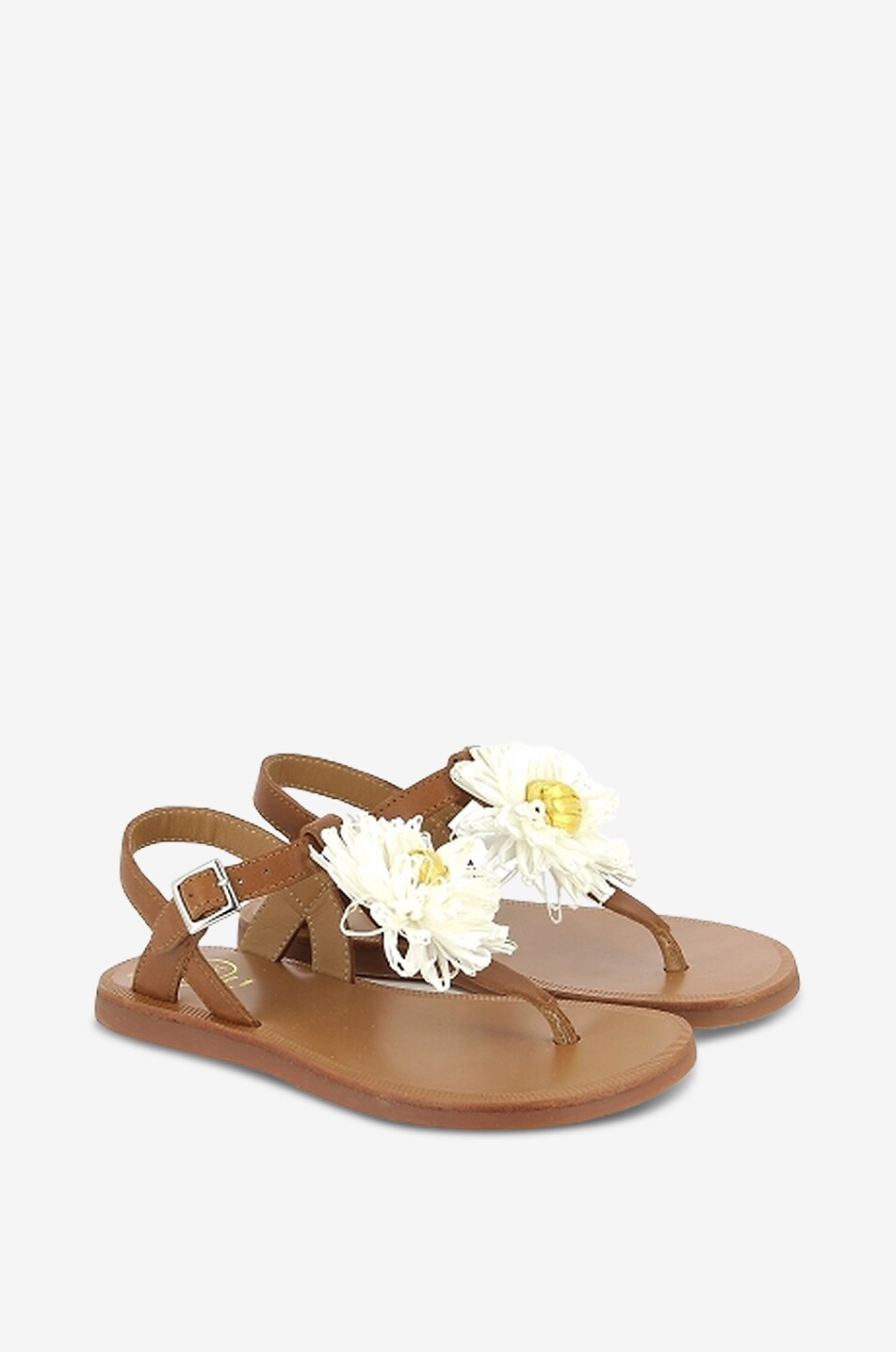 Plagette Thong Raphia leather ankle strap girls sandals
