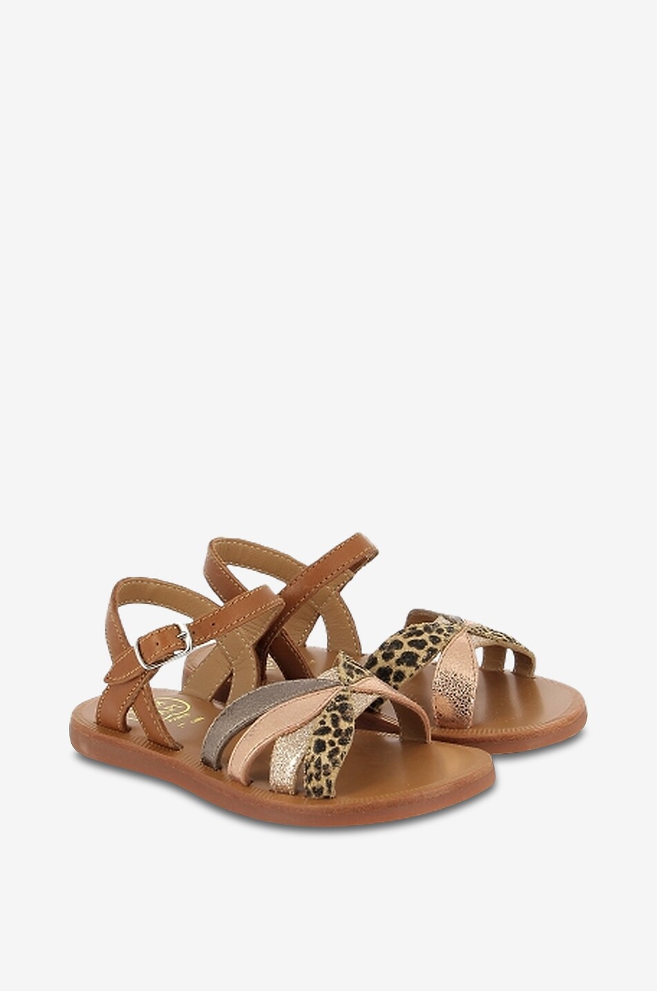 Mädchen-Sandalen aus Glatt- und Metallic-Leder Plagette Oto