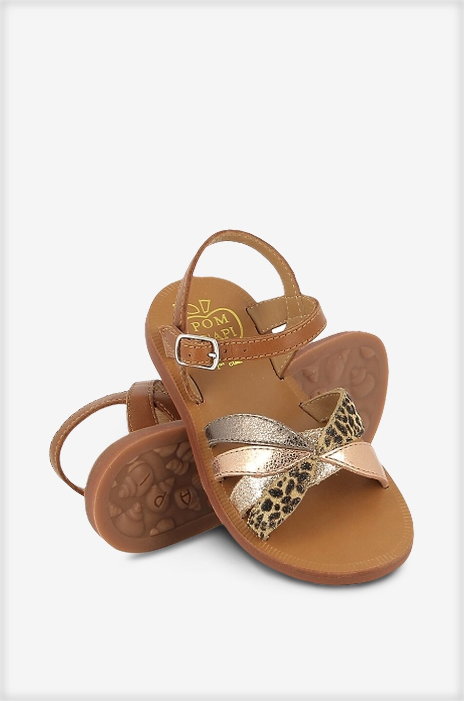 POM D'API Mädchen-Sandalen aus Glatt- und Metallic-Leder Plagette Oto Mädchen BRAUN 3