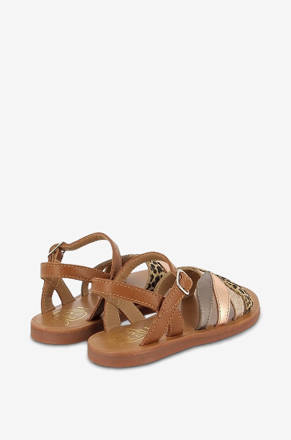 POM D'API Mädchen-Sandalen aus Glatt- und Metallic-Leder Plagette Oto Mädchen BRAUN 4