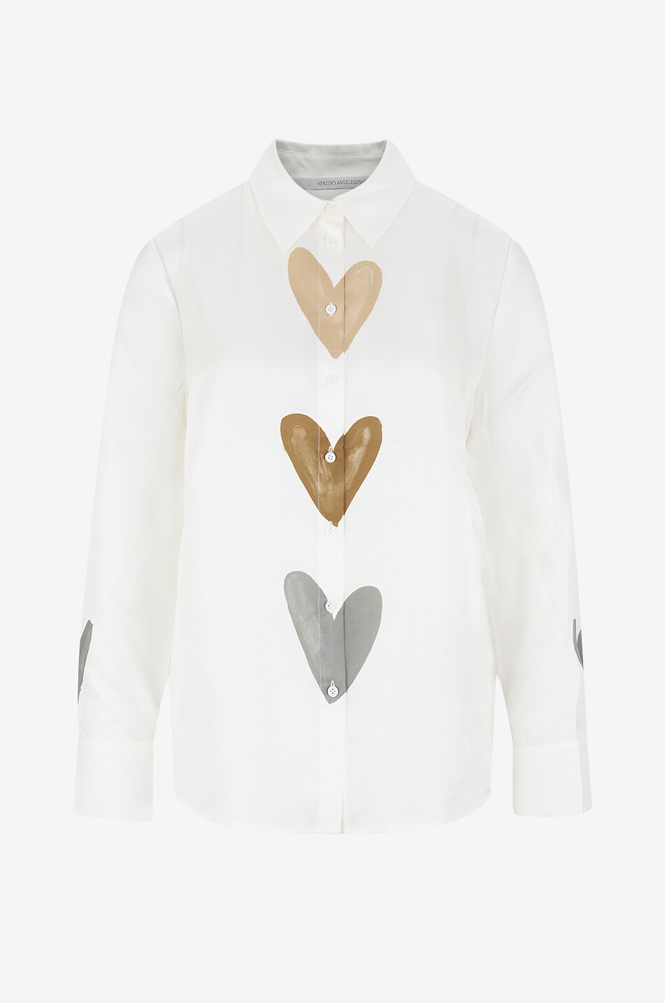 Heart Line satin heart print shirt