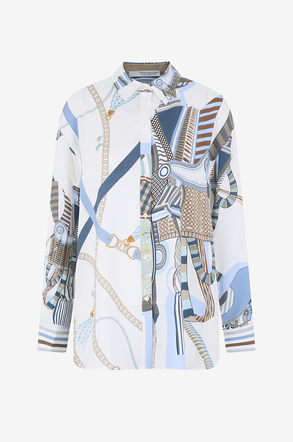 Long-sleeved crepe printed shirt