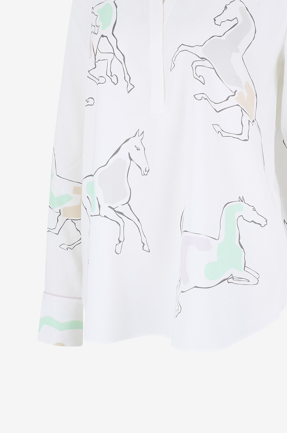 HERZENS Horses Gina S printed silk crepe V-neck blouse Women MULTI COLOURED 3