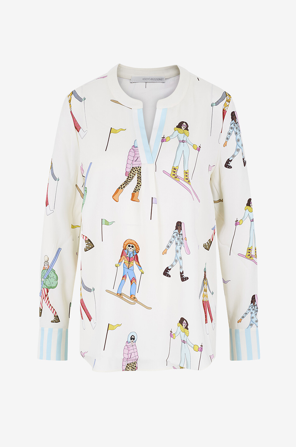 HERZENS V-neck printed crepe blouse Women MULTI COLOURED 1