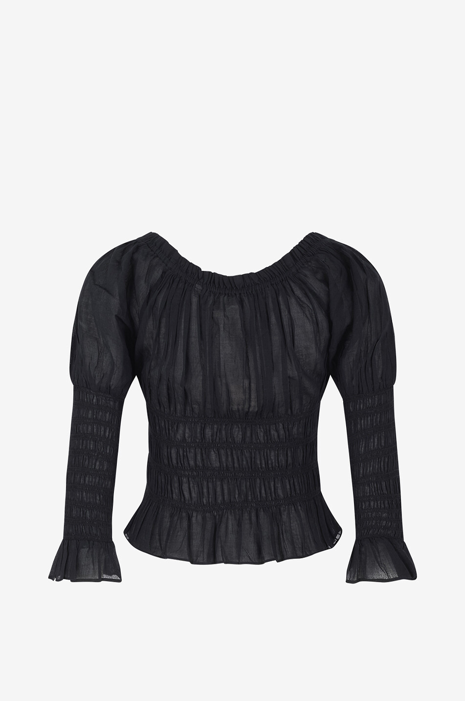 DÔEN Blouse smockée en voile Baptisia Femme NOIR 2