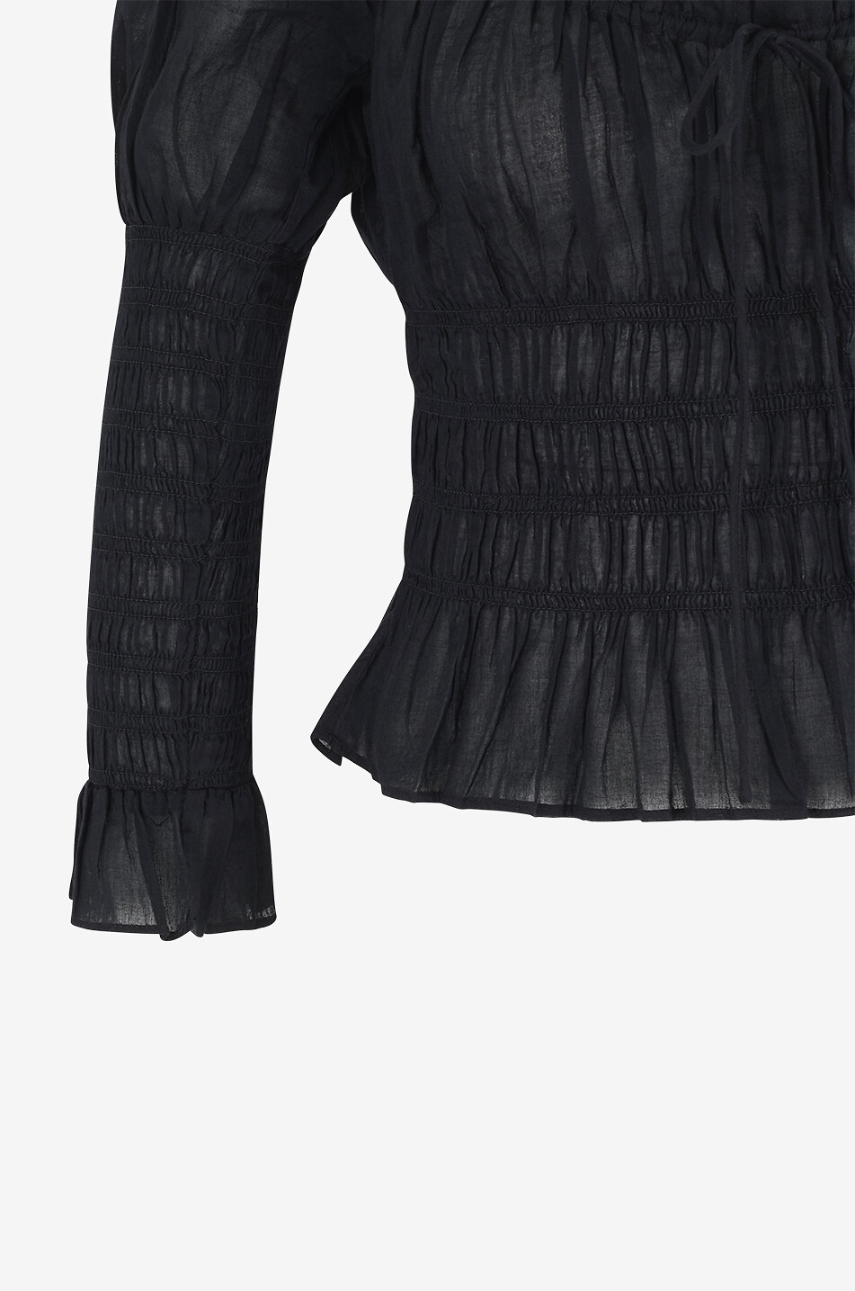 DÔEN Blouse smockée en voile Baptisia Femme NOIR 3