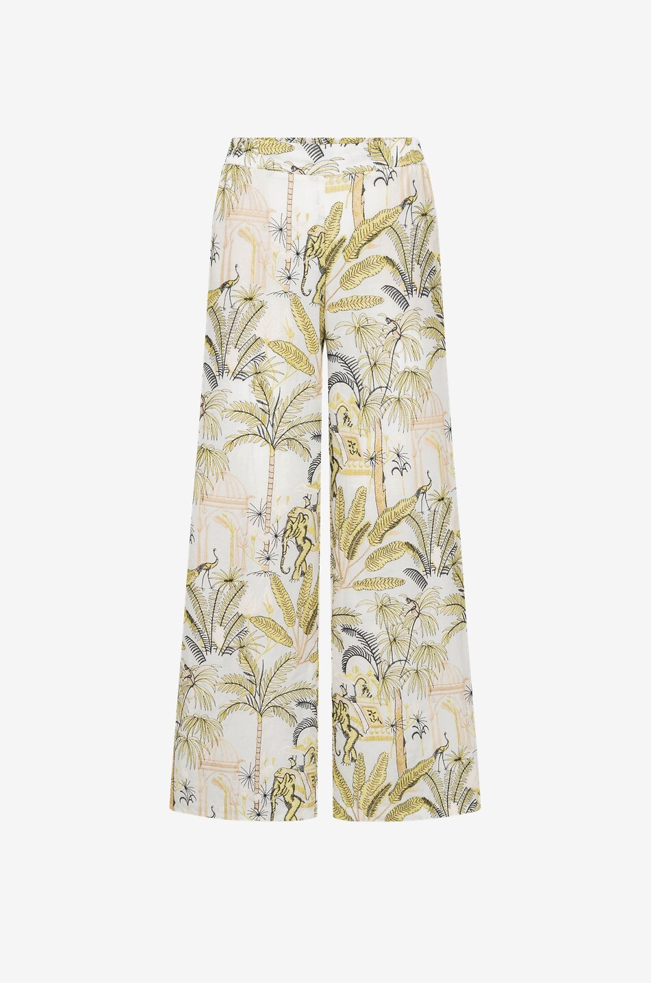 Pantalon large en voile de coton brodé Rosanne