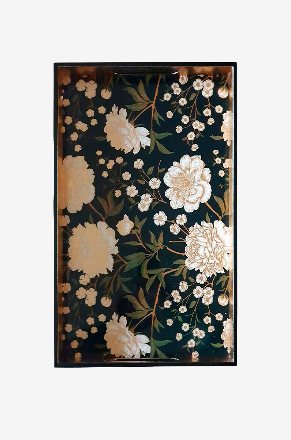 LES OTTOMANS Plateau laqué rectangulaire orné de pivoines Maison MULTICOLORE 1