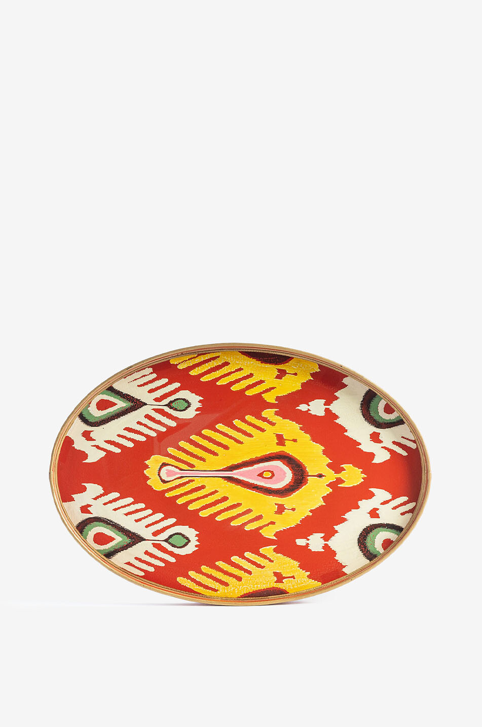 Ikat hand-painted round iron tray