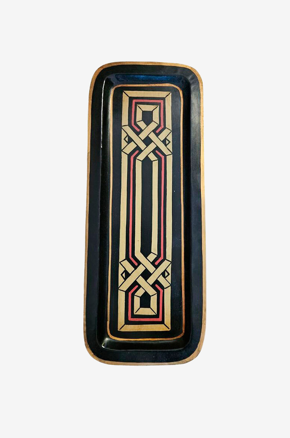 Ikat hand-painted rectangular iron tray