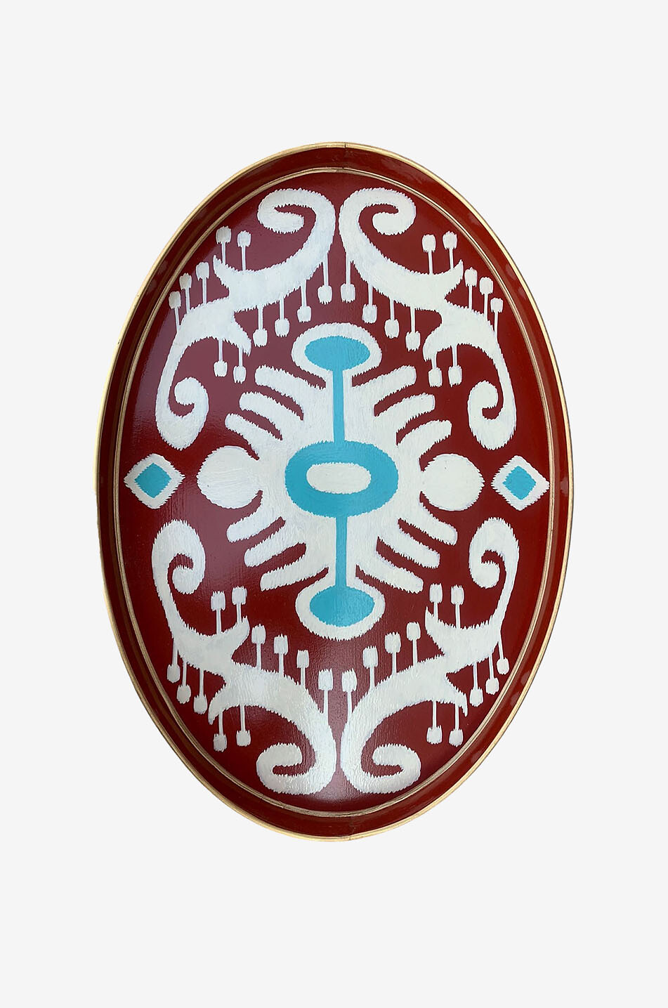 LES OTTOMANS Ikat oval hand-painted iron tray Home MULTI COLOURED 1