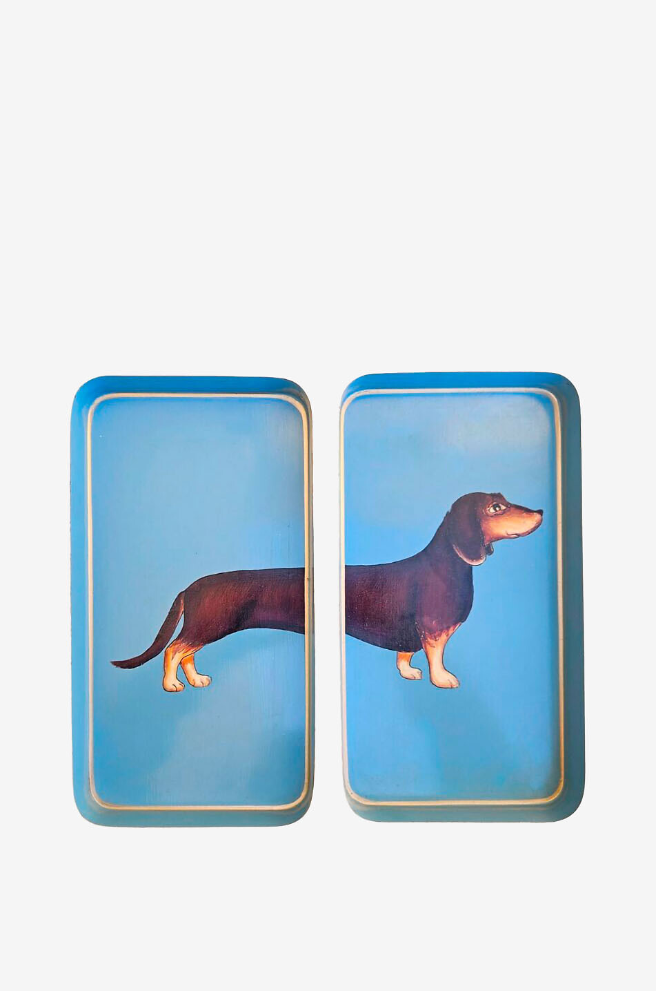 Lot de deux plateaux en fer peints Fauna - 32cm