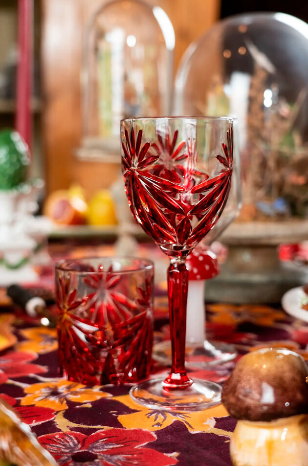 LES OTTOMANS Kristallglas Wasserglas The Stars - H9cm Haus ROT 2