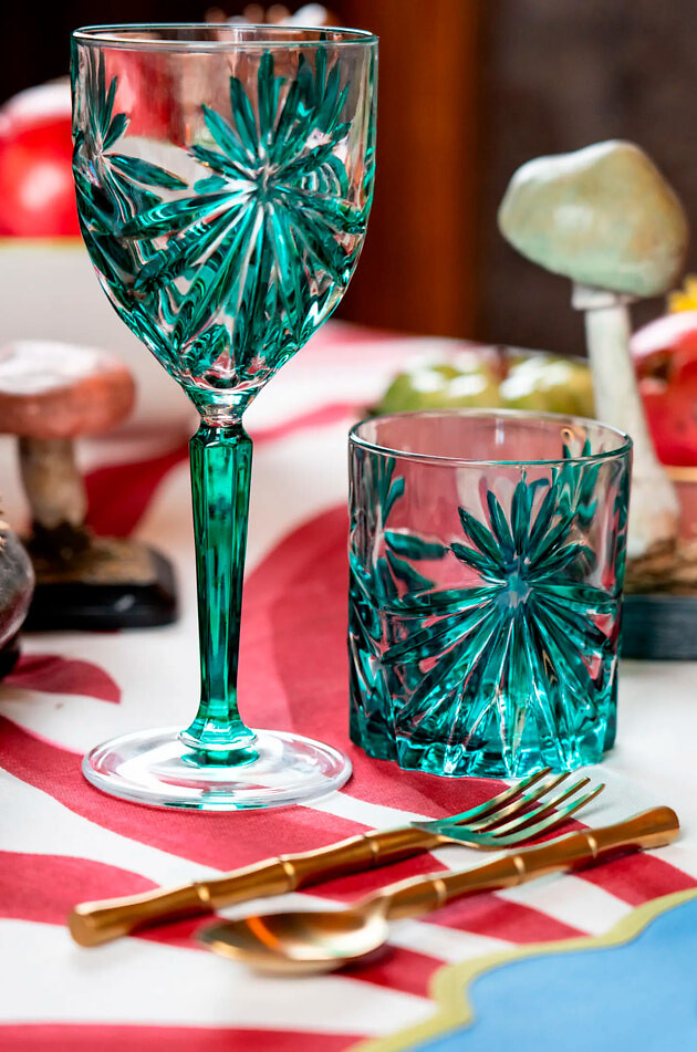 LES OTTOMANS The Stars crystal stemmed glass Home GREEN 2