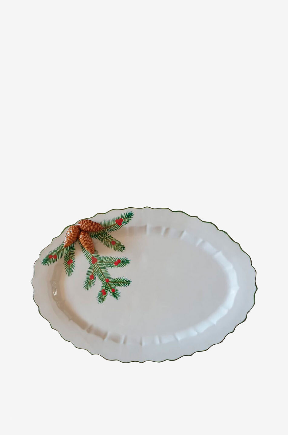 LES OTTOMANS Hand-painted ceramic Christmas platter 45cm Home WHITE 1