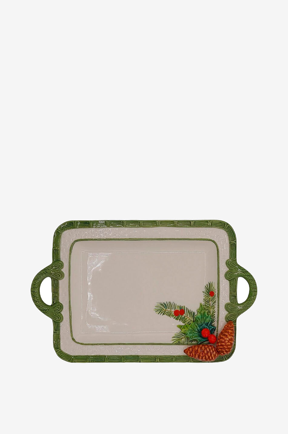 LES OTTOMANS Christmas ceramic hand-painted serving platter 27cm Home WHITE 1