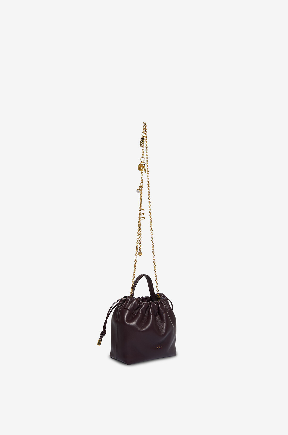 CHLOE Sac porté épaule en cuir nappa à bandoulière chaîne Chloé Icons Mini Femme VIOLET FONCÉ 5