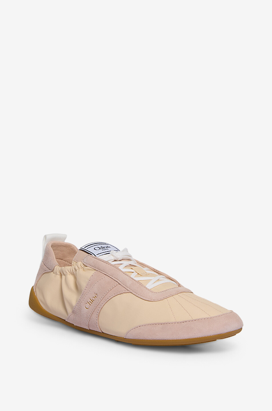CHLOE Baskets basses à lacets en nylon et daim Kick Femme BEIGE 1