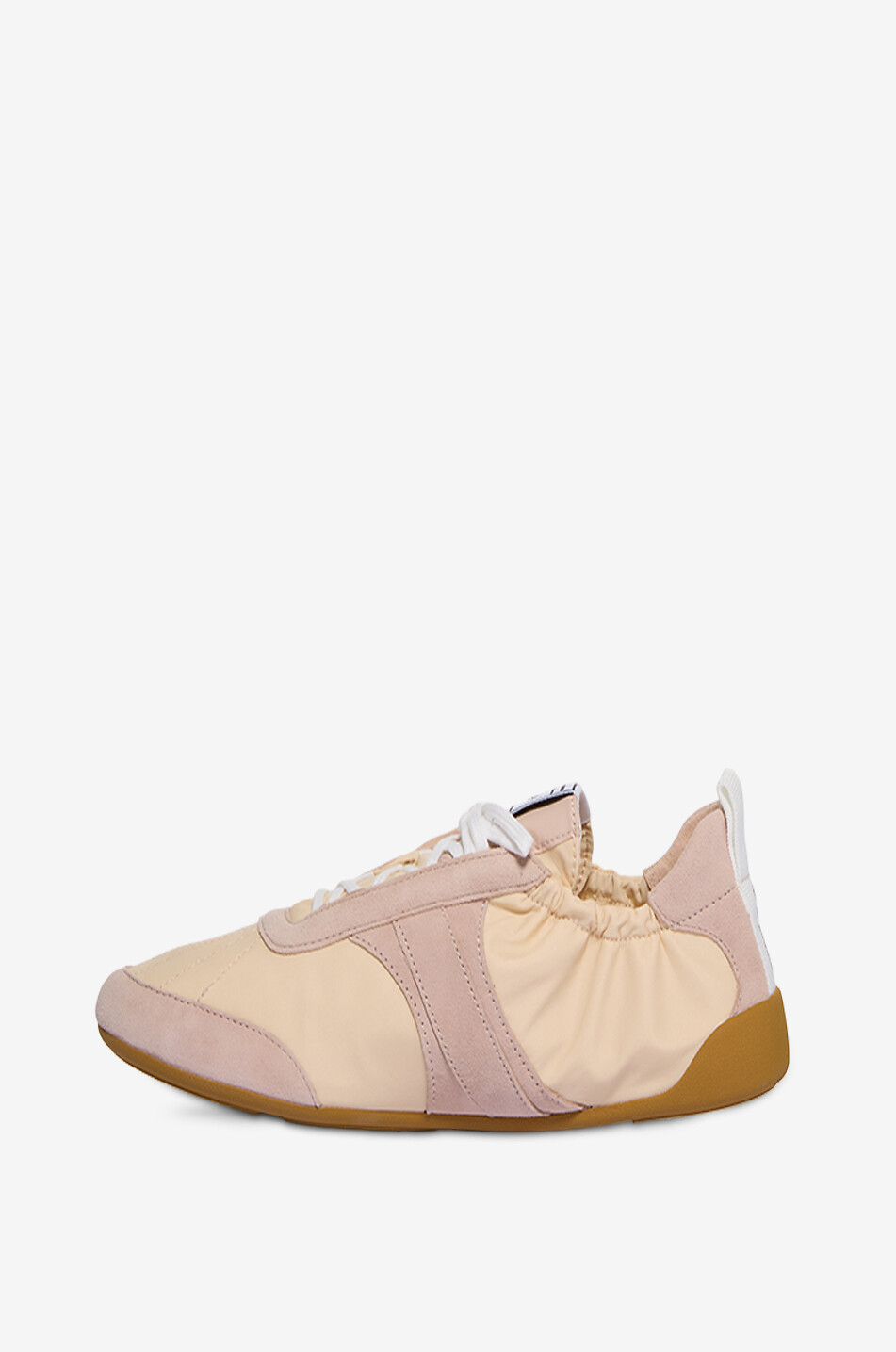 CHLOE Baskets basses à lacets en nylon et daim Kick Femme BEIGE 3