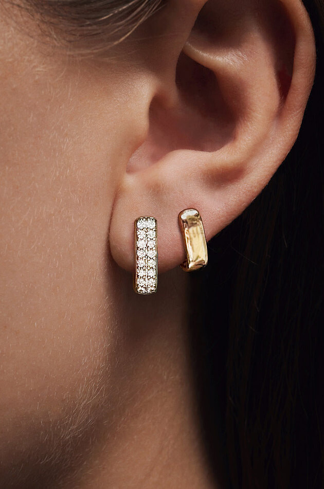 LOEV Roségold-Creolen mit Diamanten Allday Diamond Huggies 4mm Elongated Damen ROSA 2