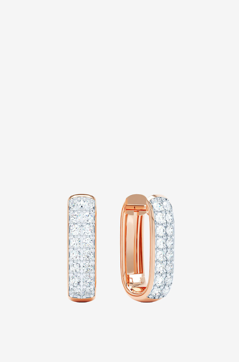 Roségold-Creolen mit Diamanten Allday Diamond Huggies 4mm Elongated