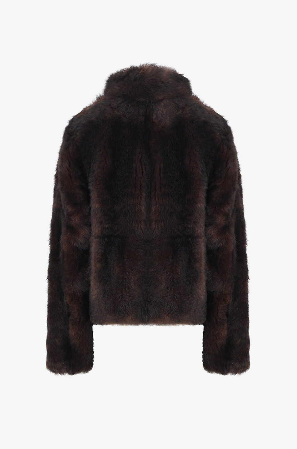 TOTEME Silky shearling high-neck short coat Women DARK BROWN 2