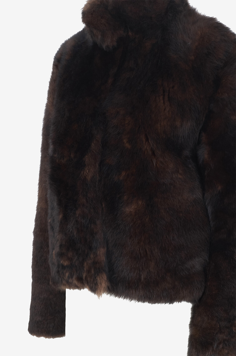 TOTEME Silky shearling high-neck short coat Women DARK BROWN 6