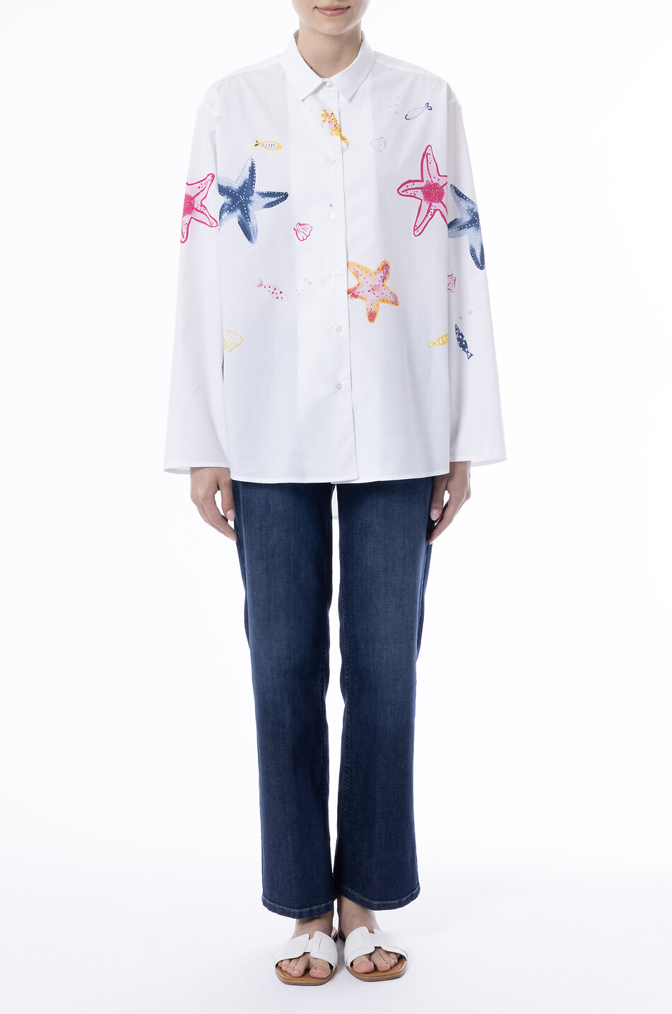 YC MILANO Printed popeline cotton shirt Women MULTI COLOURED 5