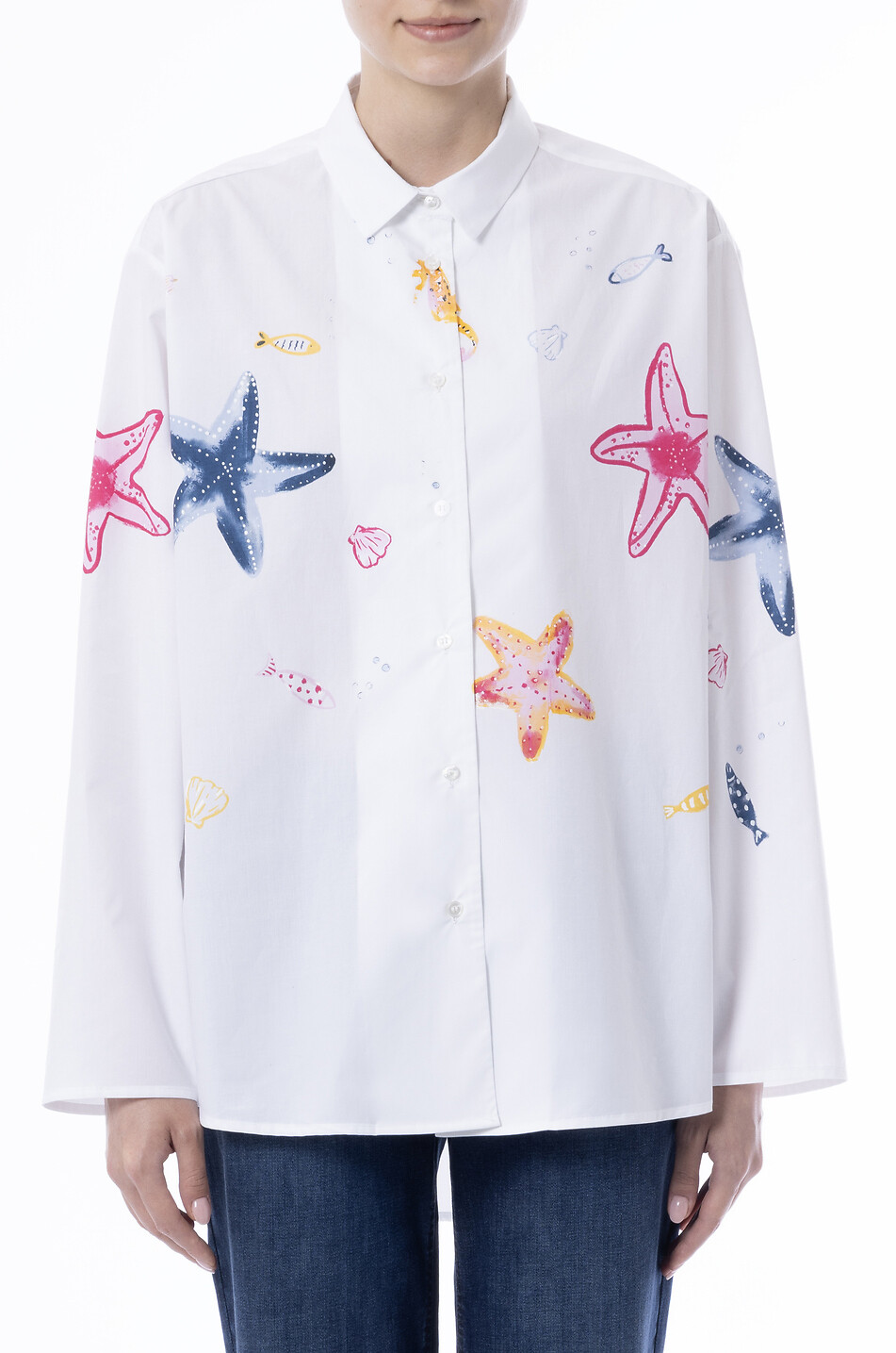 YC MILANO Printed popeline cotton shirt Women MULTI COLOURED 3