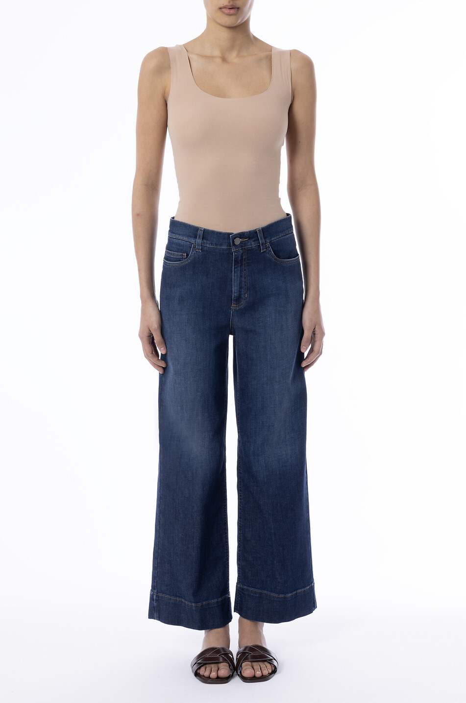 YC MILANO Wide-leg cropped jeans in cotton denim Women BLUE 4