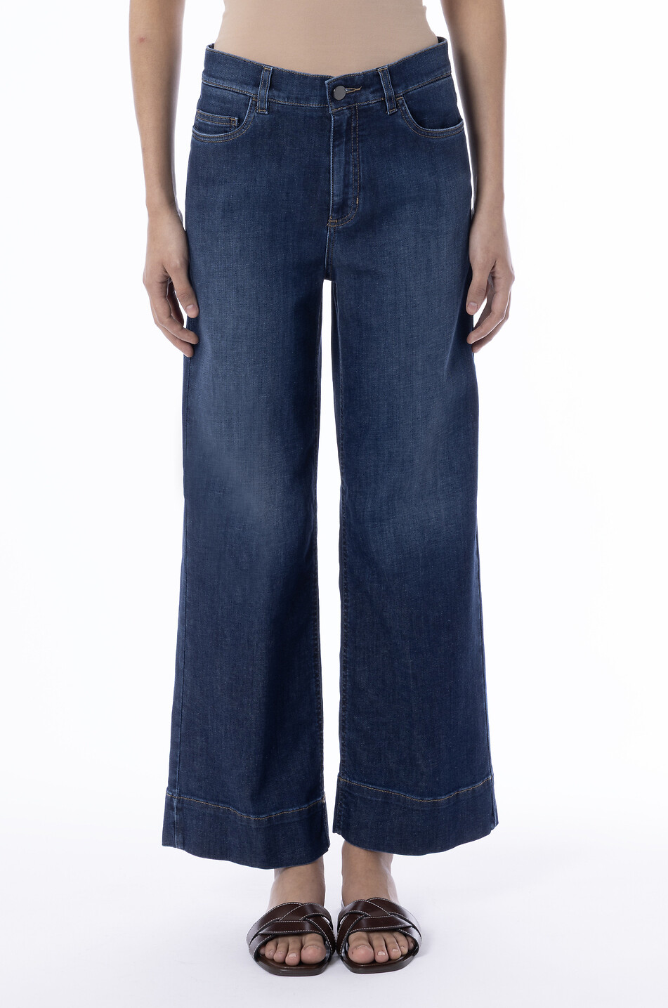 YC MILANO Wide-leg cropped jeans in cotton denim Women BLUE 3