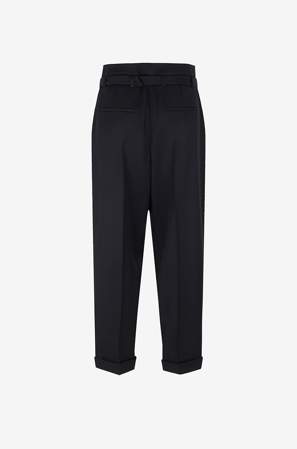 CHLOE Grain-de-poudre wool high-rise pleated wide-leg trousers Women BLACK 2