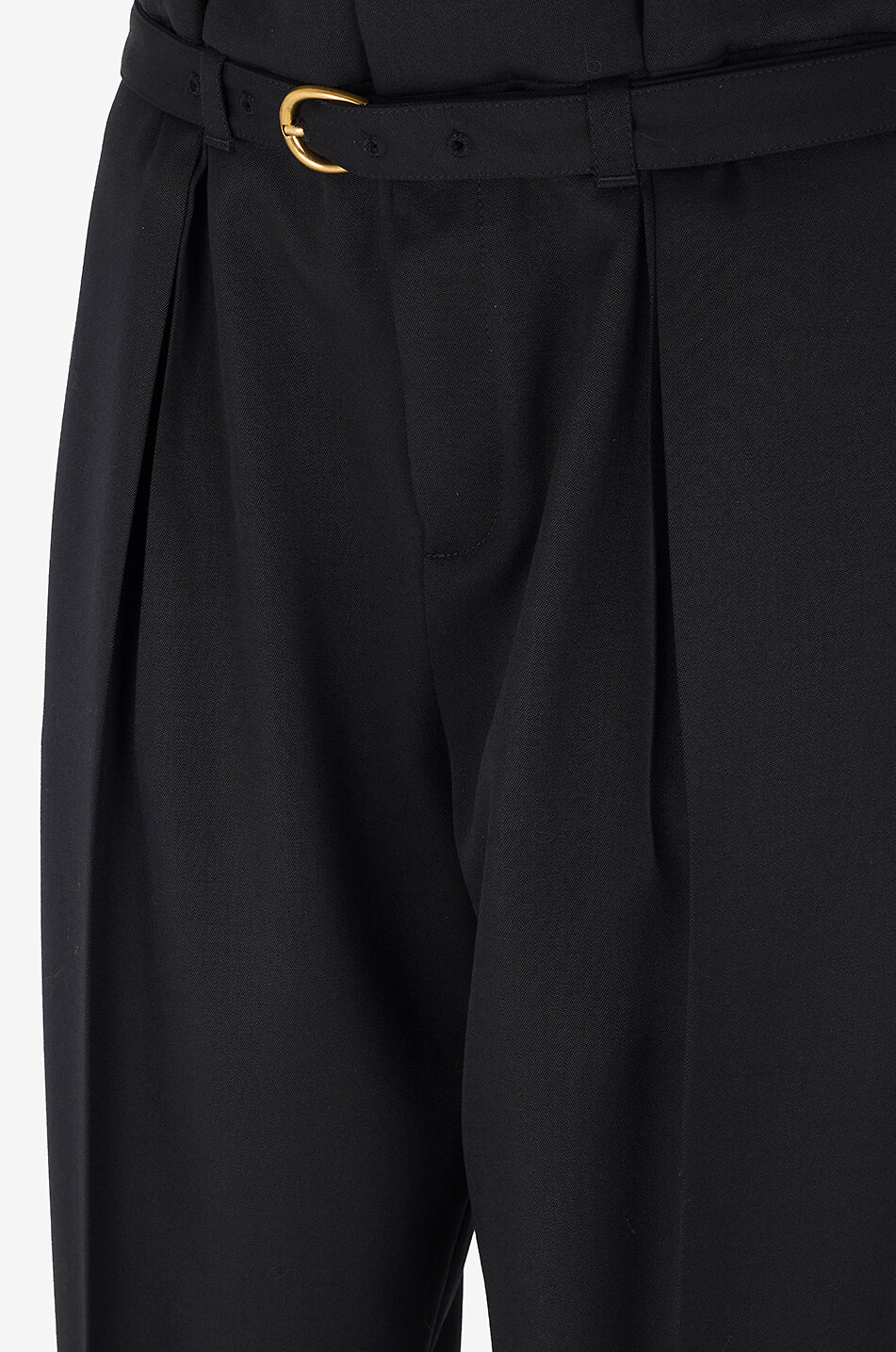 CHLOE Grain-de-poudre wool high-rise pleated wide-leg trousers Women BLACK 3