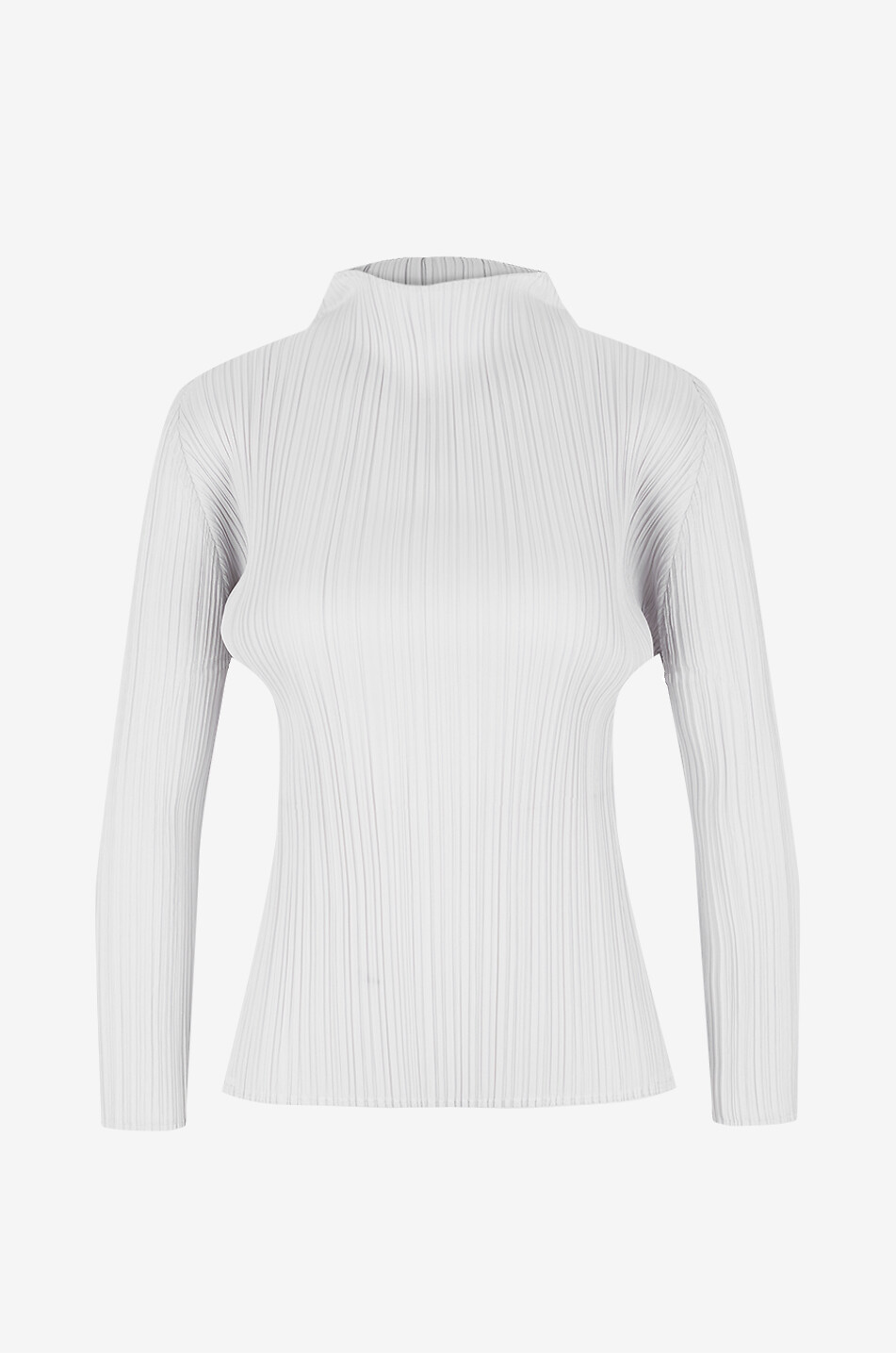 PLEATS PLEASE Top à manches longues et col montant en crêpe plissé Femme GRIS CLAIR 1