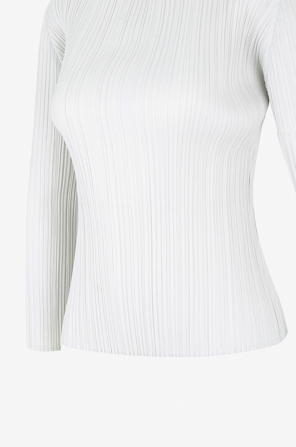 PLEATS PLEASE Top à manches longues et col montant en crêpe plissé Femme GRIS CLAIR 3