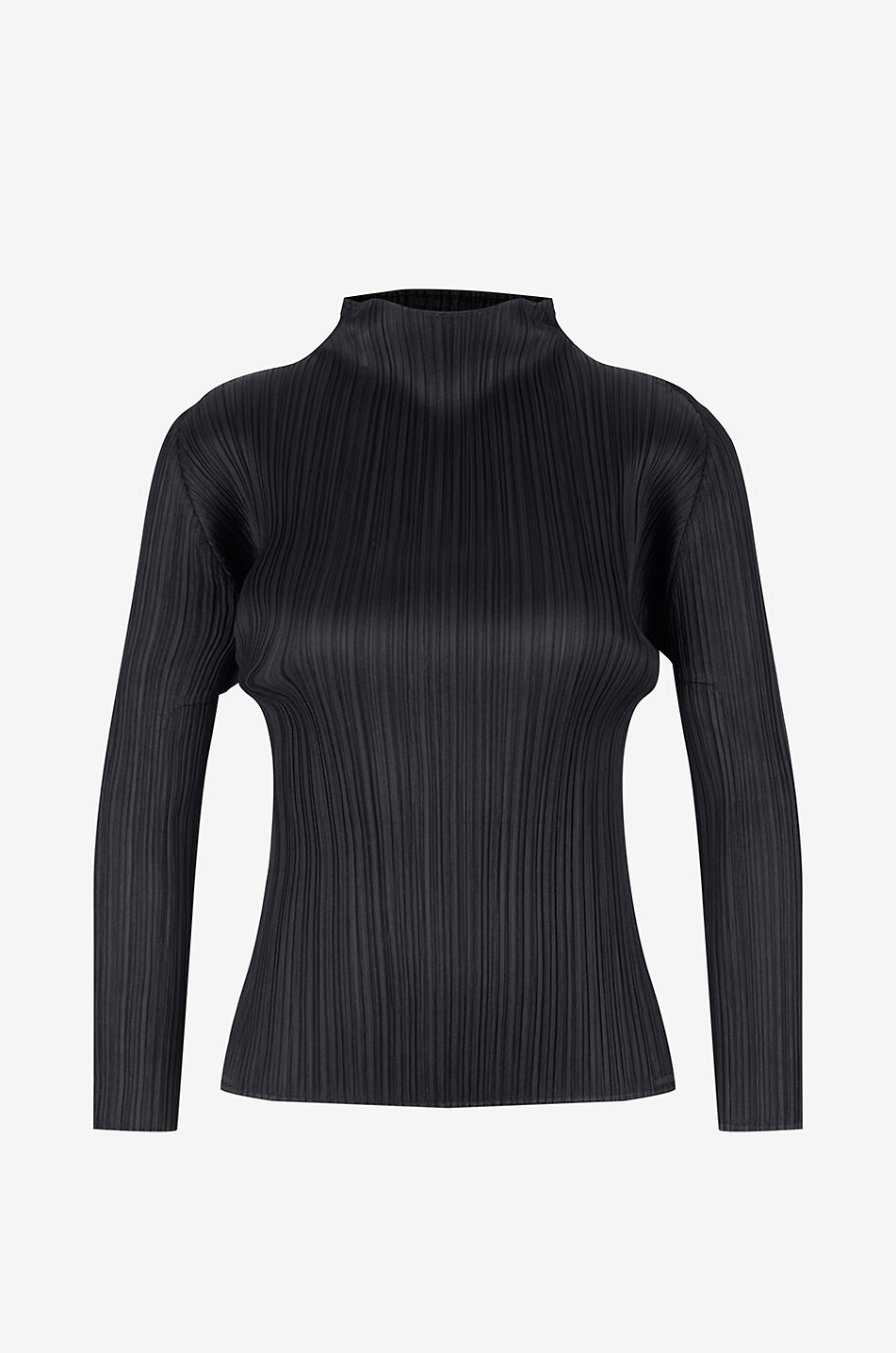PLEATS PLEASE Top à manches longues et col montant en crêpe plissé Femme NOIR 1
